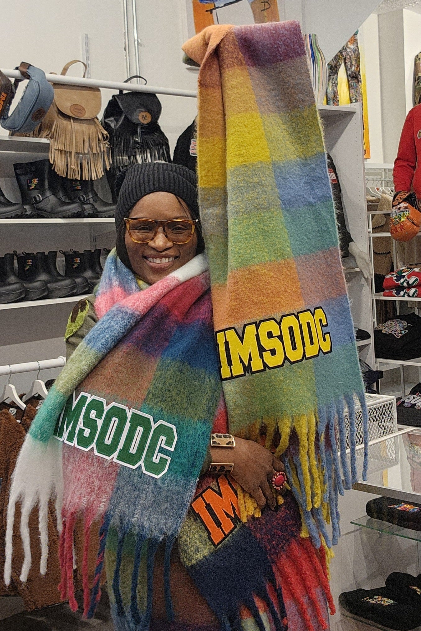 ImSoDC Plaid Brushed Fringe Scarf